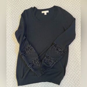Elegant Black Michael Kors Sweater with Lace Sleeves